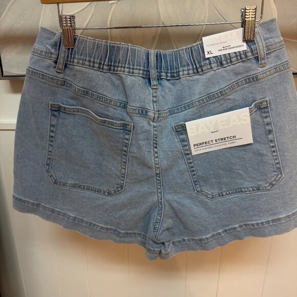 New with Tags - Bayeas Mid Rise Elastic Back Denim Shorts - Size XL - Picture 6 of 9